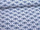 Baumwollstoff Popeline blaue Blumendruck